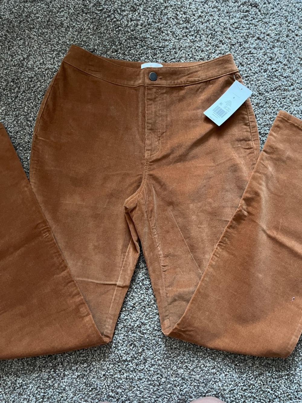 NWT belk Corduroy High-Waist Pants in Toffee Bar, Tapered Leg
